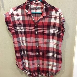 Aerie short sleeve plaid flannel